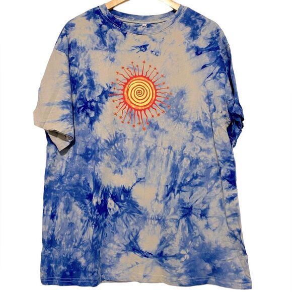 Y2K Blue Tie Dye Sun Tee Large NWT - Picture 2 of 7